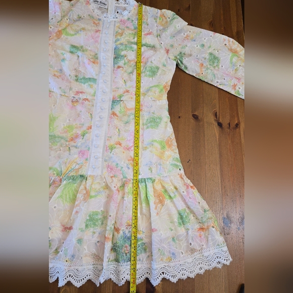 Pastel Floral Eyelet Lace Coquette Cottagecore Drop Waist Mini Dress Size M? - Picture 9 of 12